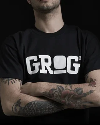 Grog Classic Logo T-shirt Black/White - Grog