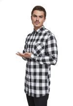 URBAN CLASSICS LONG CHECKED SHIRT TB1000 BLACK WHITE