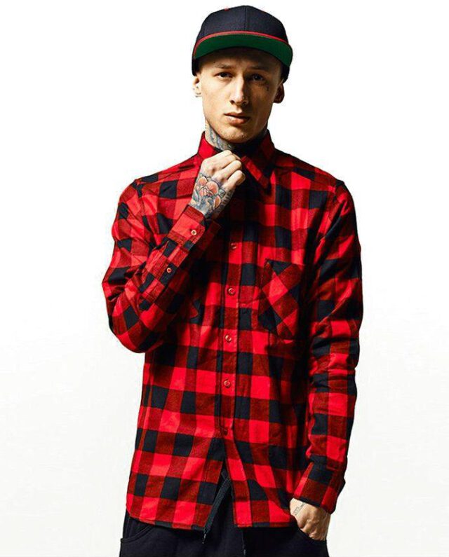 URBAN CLASSICS CHECKED FLANELL SHIRT TB297 BLACK RED