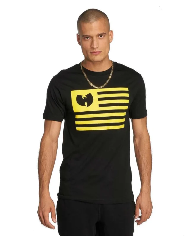 WU WEAR FLAG WU030 T-SHIRT BLACK YELLOW