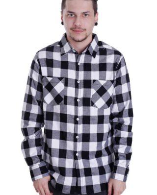 URBAN CLASSICS CHECKED FLANELL SHIRT TB297 BLACK/WHITE