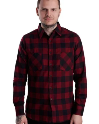 URBAN CLASSICS CHECKED FLANELL SHIRT TB297 BLACK/BURGUNDY