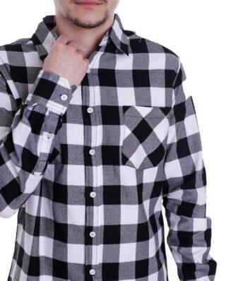 URBAN CLASSICS CHECKED FLANELL SHIRT TB297 BLACK/WHITE - UrbanClassics