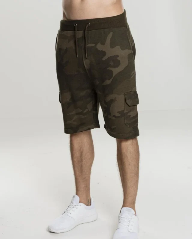 URBAN CLASSICS CAMO CARGO TERRY SHORTS TB2078 OLIVE CAMO