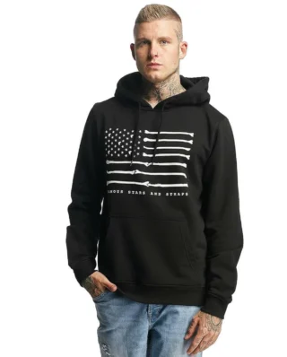 FAMOUS STARS AND STRAPS MEN HOODIE BONE FLAG BLACK