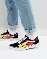 VANS UA OLD SKOOL (FLAME) VN0A38G1PHN1 BLACK/BLACK/TR WHT - Image 2