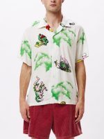 OBEY DEVILS WOVEN BUTTON UP SHIRT WHITE