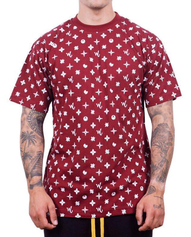 WU WEAR WUITTON T-SHIRT BURGUNDY RED