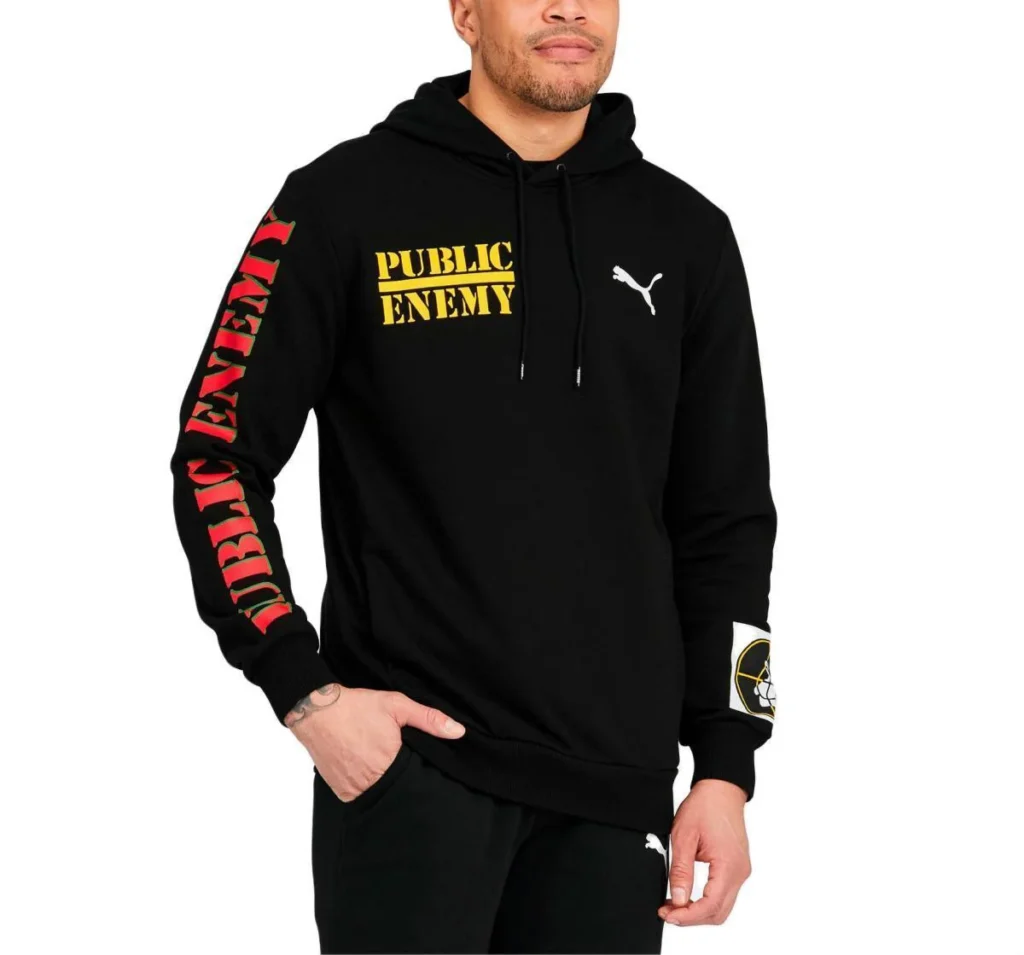 ROCK OFF X DEF JAM PUBLIC ENEMY UNISEX PULLOVER HOODIE TARGET (BACK PRINT) BLACK