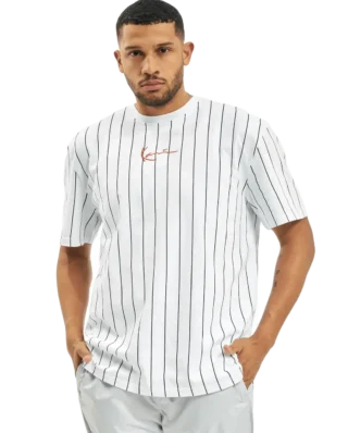 Karl Kani Small Signature Pinstripe Tee White KKMQ32041WHT