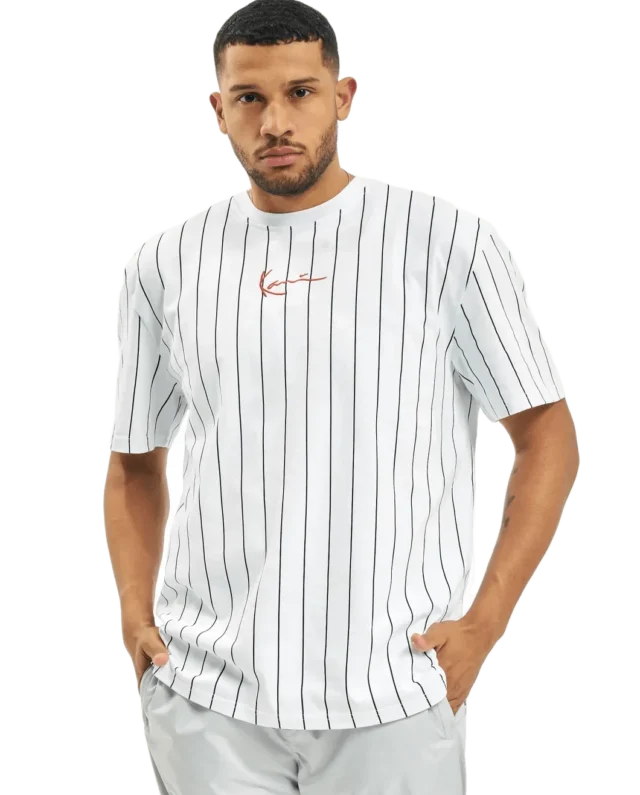 Karl Kani Small Signature Pinstripe Tee White KKMQ32041WHT