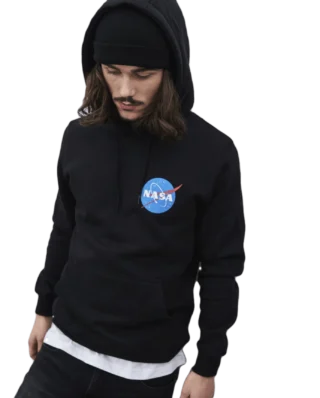 MISTER TEE NASA SMALL INSIGNIA HOODY MT627 BLACK