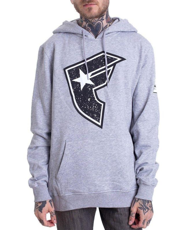 FAMOUS STARS AND STRAPS COMPOSITION HOODIE GREY