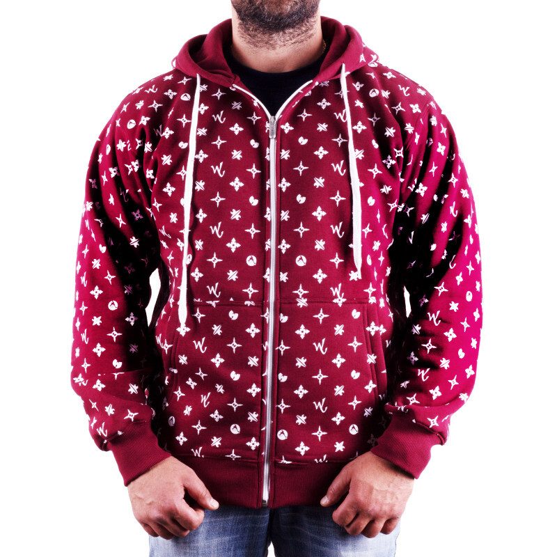 wu-wear-wu-tang-clan-wuitton-zipper-wu-tang-clan WU WEAR WUITTON ZIPPER Z520BR BURGUNDY RED - Image 1