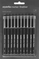STYLEFILE MARKER FINELINER 10 PCS SET BLACK - Image 2