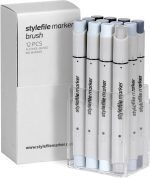 STYLEFILE MARKER BRUSH 12 PCS SET SFSBR12CG COOL GREY