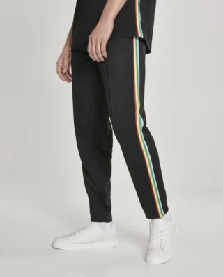 URBAN CLASSICS SIDE TAPED TRACK PANTS TB2729 BLK/MULTICOLOR - UrbanClassics