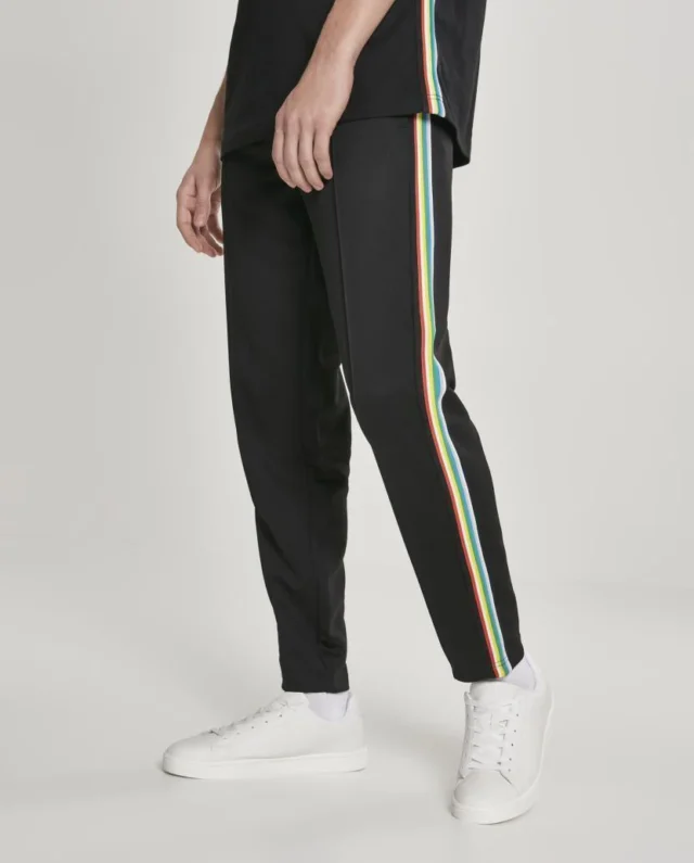 URBAN CLASSICS SIDE TAPED TRACK PANTS TB2729 BLK/MULTICOLOR - UrbanClassics