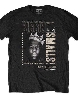 ROCK OFF BIGGIE SMALLS UNISEX T-SHIRT: LIFE AFTER DEATH TOUR (ECO-FRIENDLY) BLACK