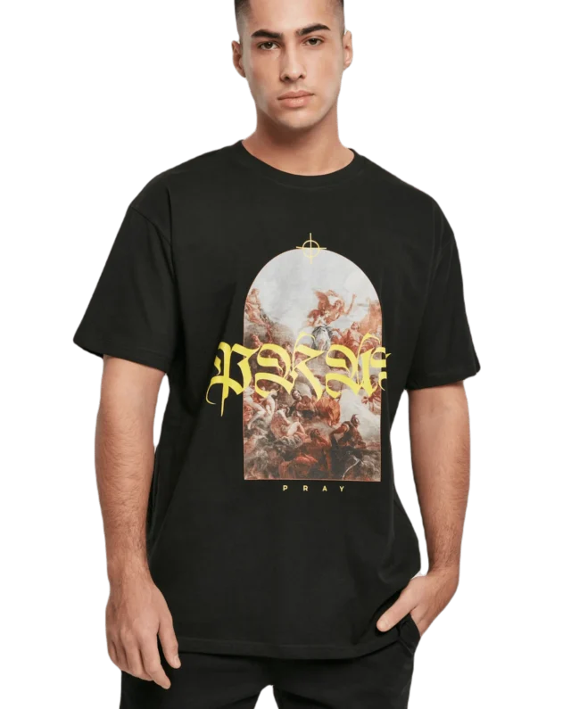 MISTER TEE PRAY PAINTING OVERSIZE TEE MT1801 BLACK