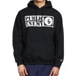 ROCK OFF PUBLIC ENEMY UNISEX PULLOVER HOODIE CROSSHAIRS LOGO (ARM PRINT) BLACK