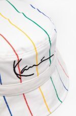 KARL KANI SIGNATURE PINSTRIPE BUCKET HAT KKWACCQ12105WHT WHITE - Image 2