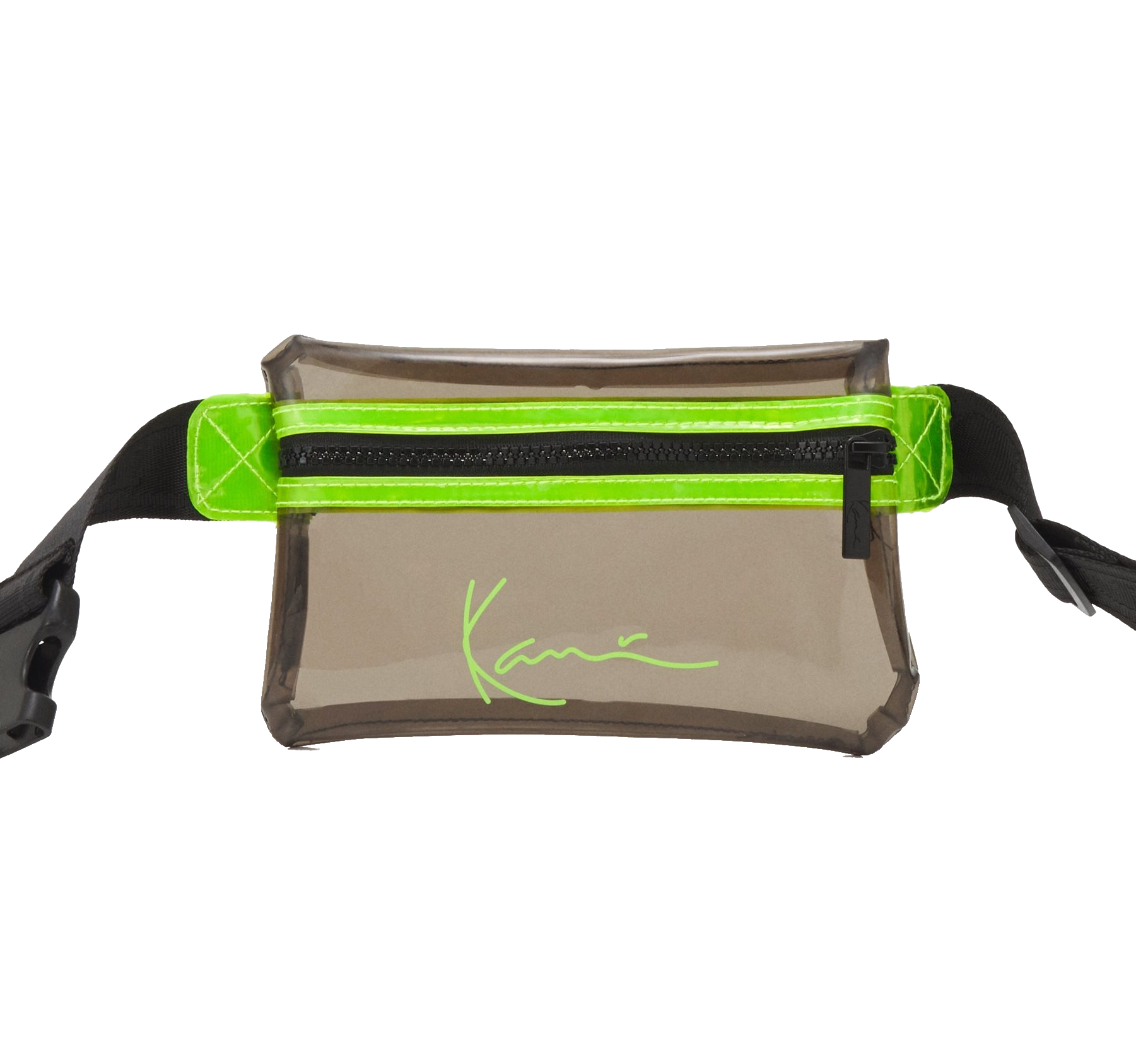 UUORUORYYORO KARL KANI SIGNATURE TRANSPARENT WAIST BAG 12cm x 21cm x 1.5cm KKWACCQ12109LME BLACK LIME - Image 1