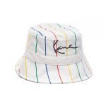KARL KANI SIGNATURE PINSTRIPE BUCKET HAT KKWACCQ12105WHT WHITE