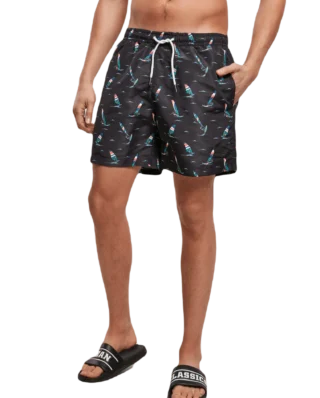 URBAN CLASSICS TB2679 PATTERN SWIM SHORTS SURF AOP MULTICOLORED - UrbanClassics