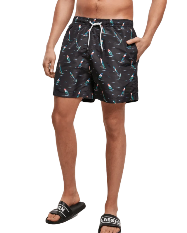 URBAN CLASSICS TB2679 PATTERN SWIM SHORTS SURF AOP MULTICOLORED - UrbanClassics
