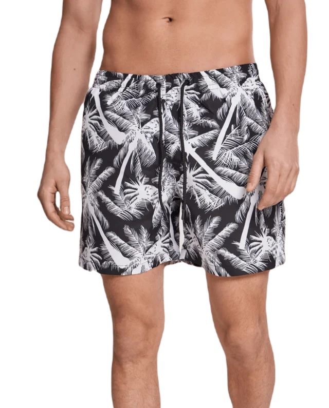 URBAN CLASSICS TB2679 PATTERN SWIM SHORTS PALM WHITE - UrbanClassics