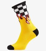 VANS MN FLAME CHECK CREW SOCKS BLACK/WHITE CHECK/FLAME VN0A4TQIZIA1