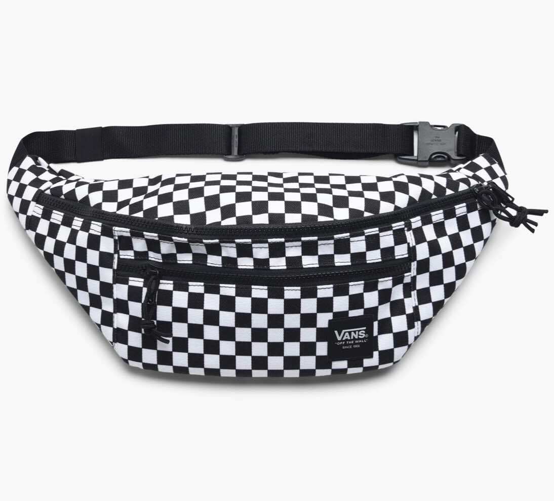 All-Over-Print Black and White Checkered Pattern Crossbody Bag