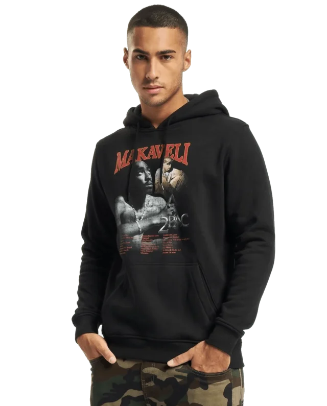 MISTER TEE TUPAC MAKAVELI HOODY MT1319 BLACK