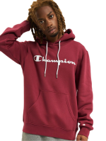 CHAMPION LEGACY SCRIPT LOGO PRINT COTTON TERRY HOODIE 2214743 CHA VS516 BURGUNDY RED