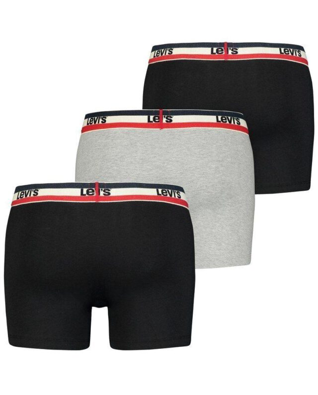 LEVI’S SPRTSWR LOGO BOXER BRIEF 3 PACK 100002870 004 37149-0544 BLACK/GREY MELANGE - LEVI'S