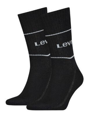 LEVIS SHORT CUT LOGO SPORT SOCKS 2-PACK BLACK 37157-0666