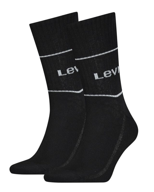 LEVIS SHORT CUT LOGO SPORT SOCKS 2-PACK BLACK 37157-0666