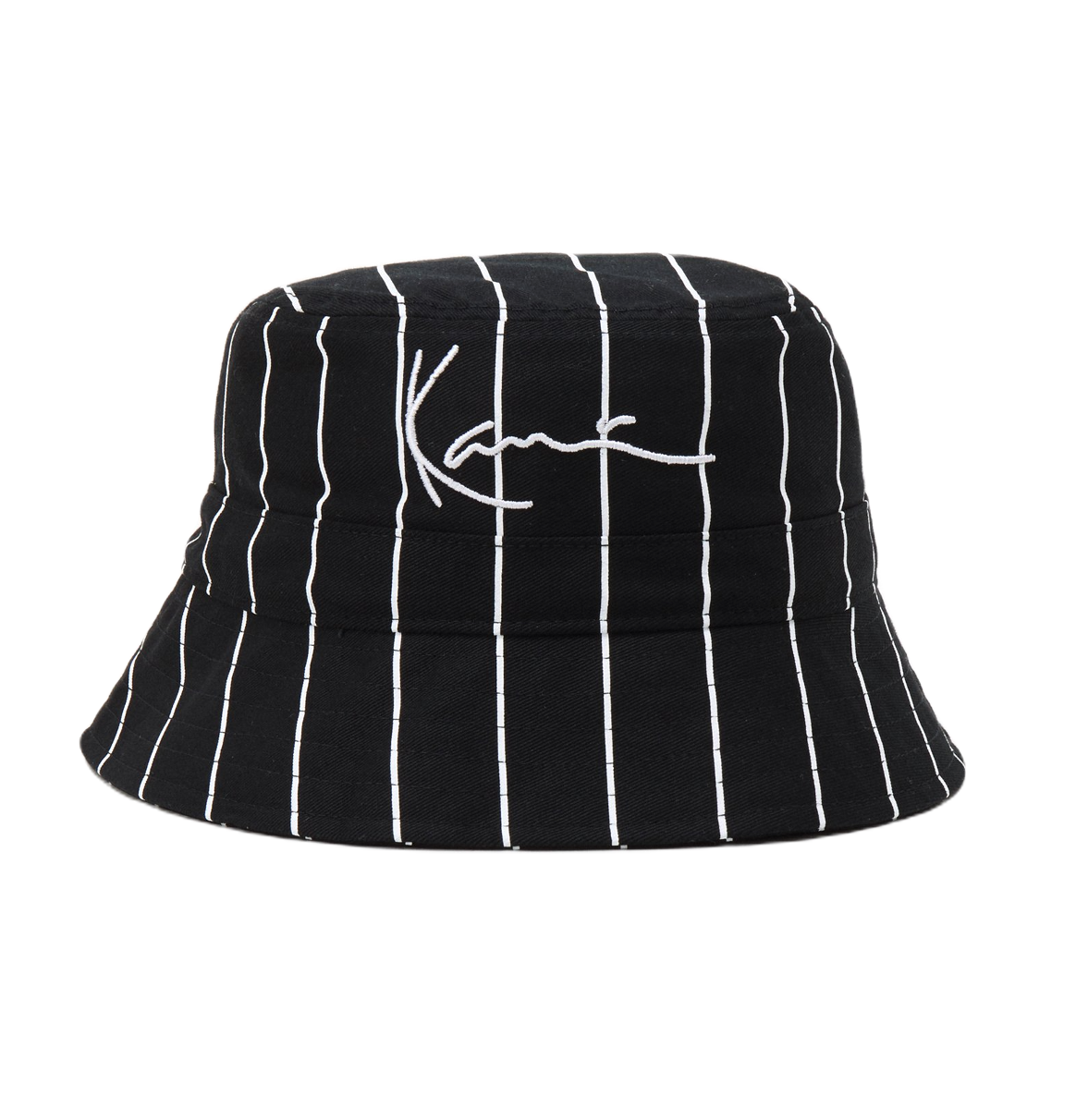 SFGSGSGG KARL KANI SIGNATURE PINSTRIPE BUCKET HAT KA-HW021-001-02 BLACK - Image 1
