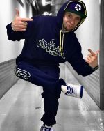 TRIBAL CLASSIC LOGO SWEATPANT NAVY - Image 4