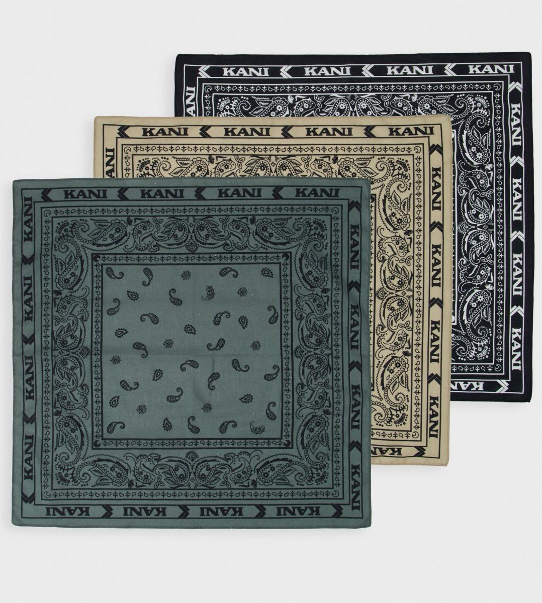 ad5b98f604614aa0ba4d24beca9ba7d8 KARL KANI SIGNATURE PAISLEY BANDANA THREE PACK MILITARY - Image 1