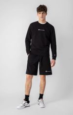 CHAMPION LEGACY TRANSLUCENT SCRIPT LOGO ELASTICATED SHORTS 217218 CHA KK001 NBK BLACK - Image 3