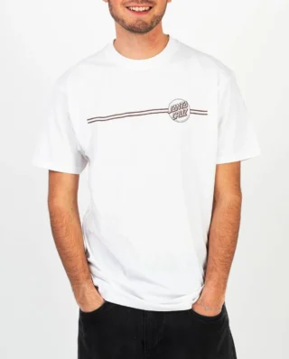 SANTA CRUZ OPUS DOT STRIPE TEE WHITE SEPIA