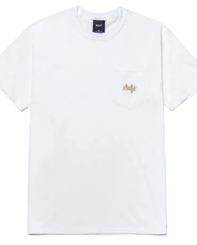 HUF HAZE SCRIPT POCKET T-SHIRT WHITE