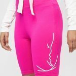 KARL KANI WOMAN SIGNATURE RIB CYCLING SHORTS PINK - Image 2