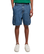 URBAN CLASSICS ORGANIC DENIM CARGO SHORTS MID INDIGO WASHED