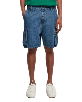 URBAN CLASSICS ORGANIC DENIM CARGO SHORTS MID INDIGO WASHED