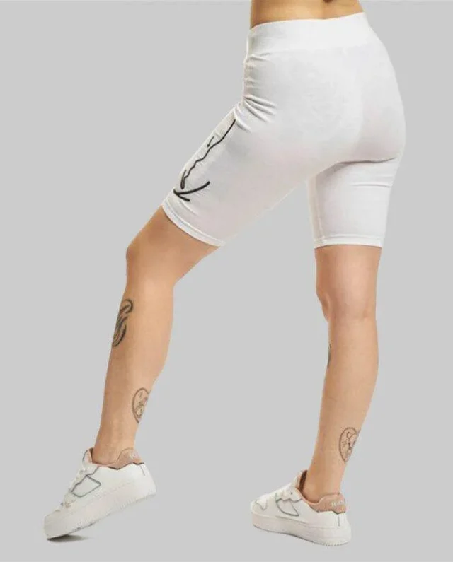 KARL KANI WOMAN SIGNATURE CYCLING SHORTS WHITE - KARL KANI