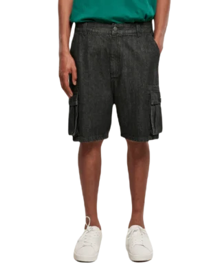URBAN CLASSICS ORGANIC DENIM CARGO SHORTS BLACK WASHED