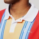 KARL KANI CHEST SIGNATURE STRIPE POLO TEE RED/YELLOW/BLUE - Image 2